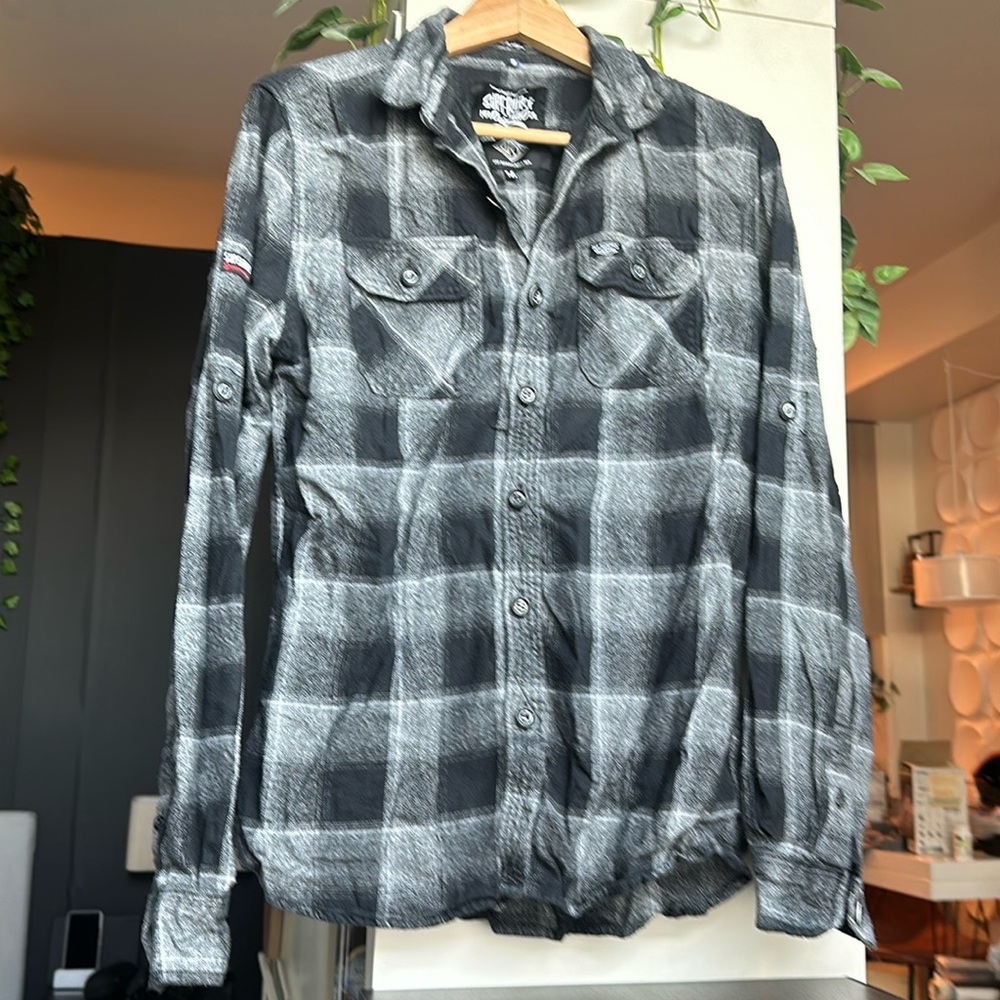 Superdry mens long sleeve button up flannel shirt M